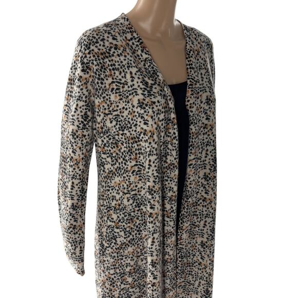 Soft by Naadam Leopard Cashmere Longline Open Front Duster Sweater - Picture 5 of 9